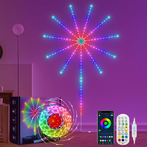 TECPHILE Firework LED Strip Light, App & Remote Control, Music Sync
