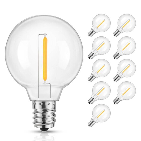 TECPHILE - G40 String Light Replacement Bulbs Shatterproof E12 Base (Warm White)