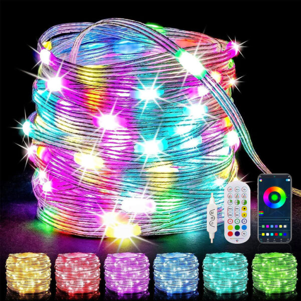 TECPHILE - USB Powered Smart Fairy Rice Lights with App & Remote Control